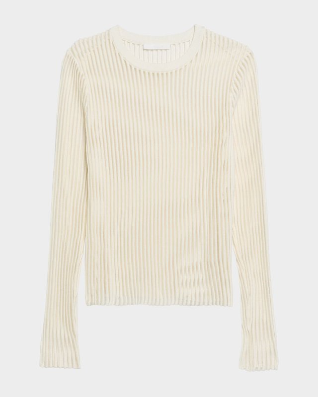 Sheer Stripe Crewneck Top
